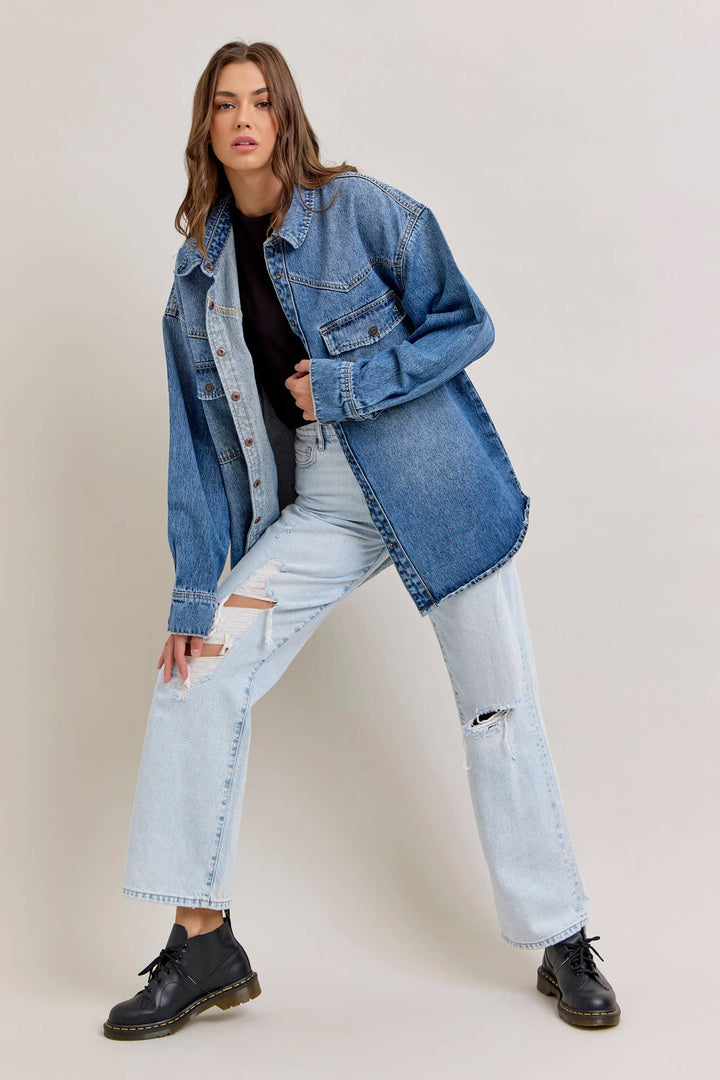 Medium Dark Classic Oversized Western Shirt - The Village Retail