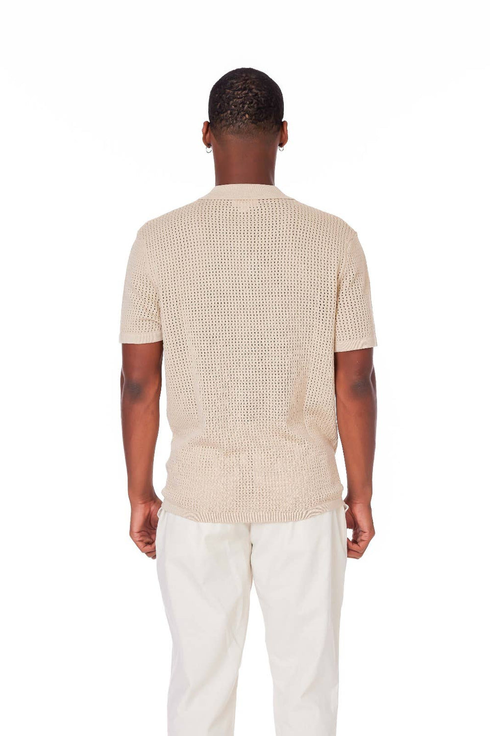 Men's Textured Crochet Polo - The Village Retail