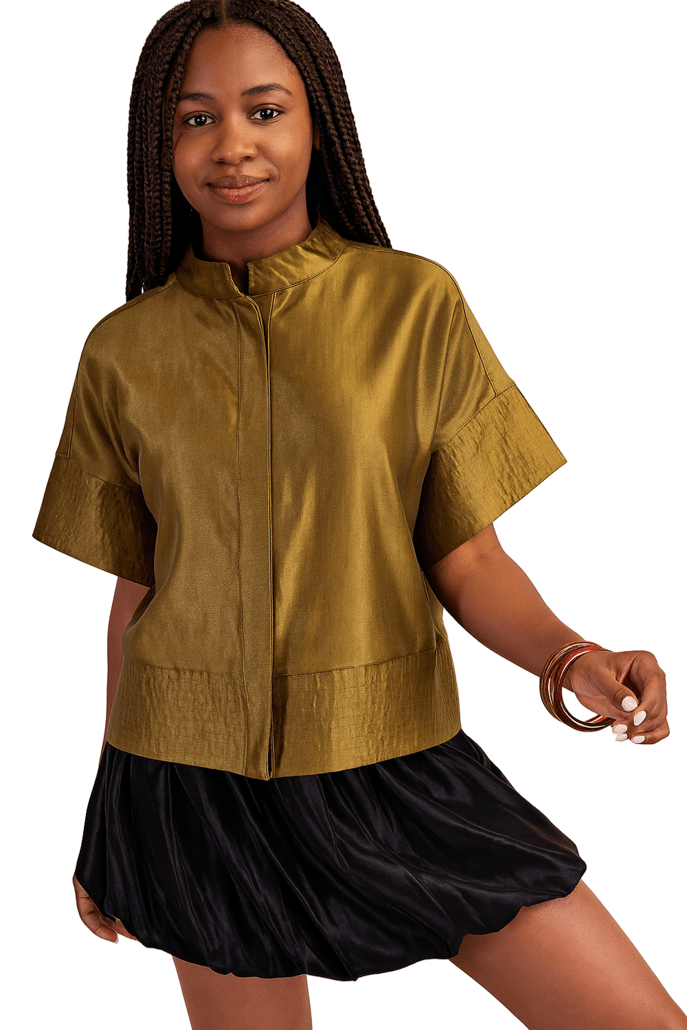 Mock Neck Button Down Shirt - The Village Retail