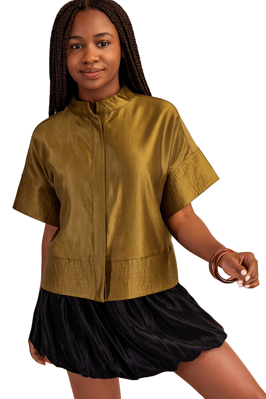 Mock Neck Button Down Shirt - The Village Retail
