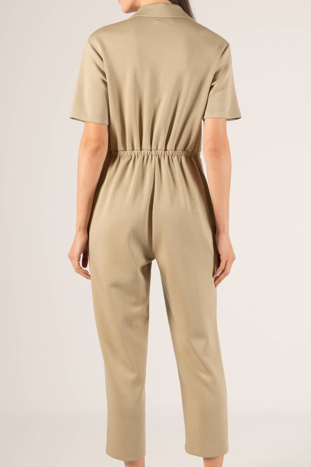 Modal Zip Up Jumpsuit: Eggshell - The Village Retail