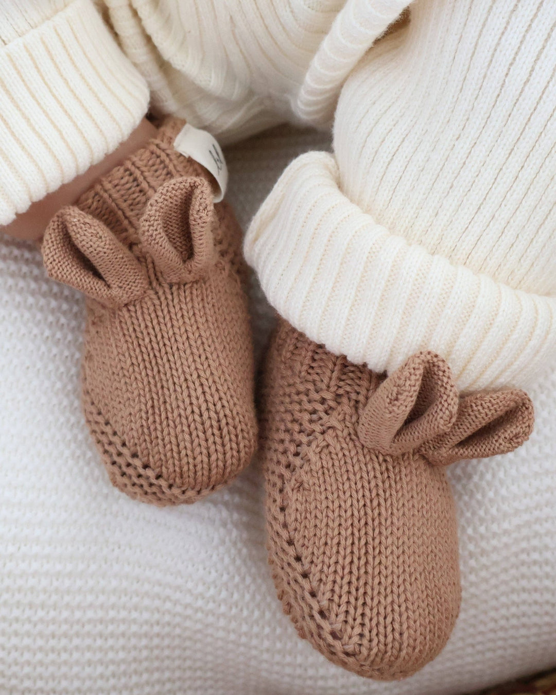 Organic Cotton Little Bear Baby Booties - The Village Retail