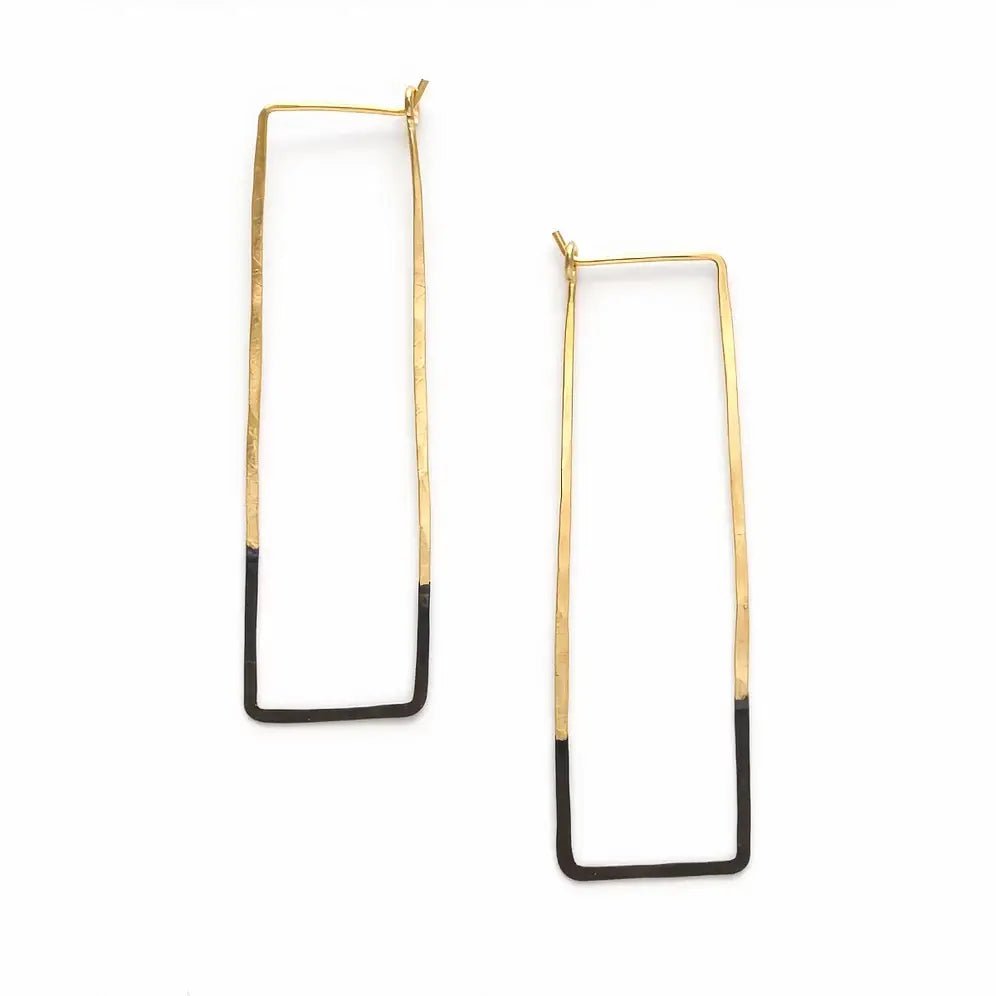 Patina Dipped Rectangle Hoops - The Village Retail