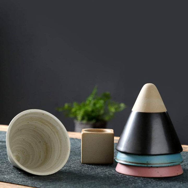 Pottery Espresso Cup, Creative Ceramic Tea Cup With Base - The Village Retail