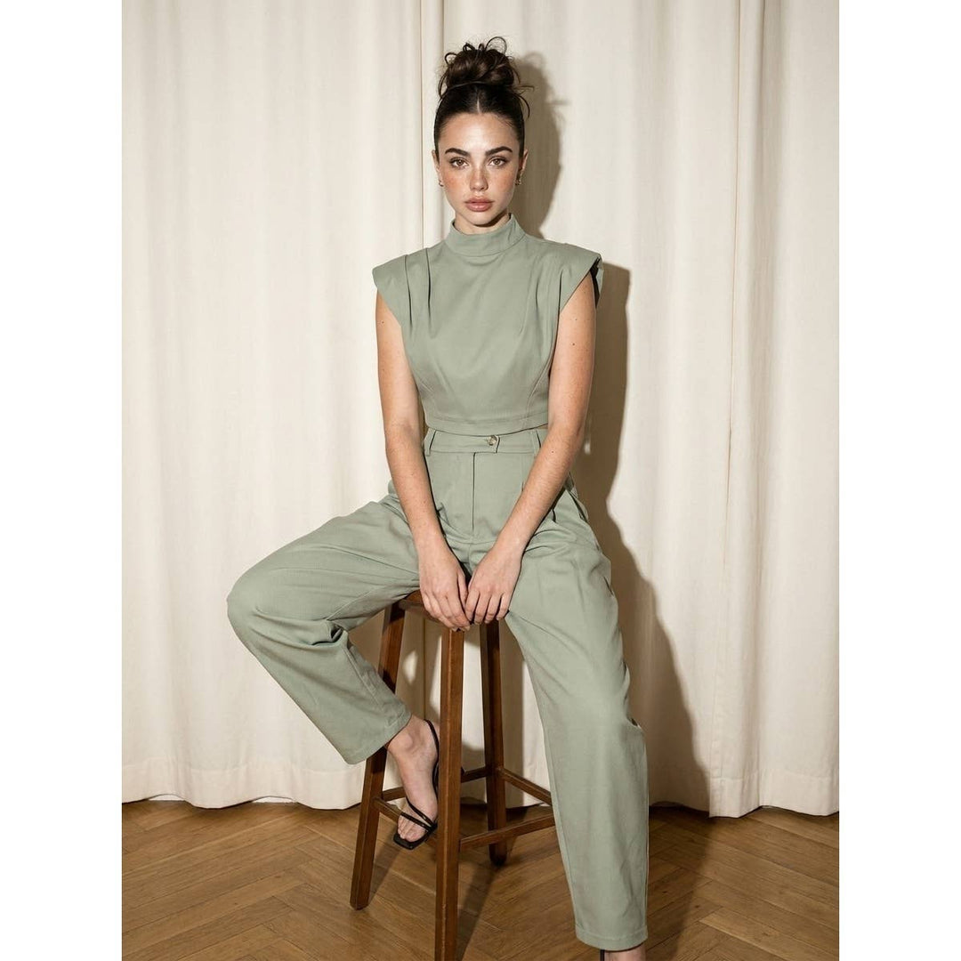 Power Shoulder Mock Neck Balloon Pant Set - The Village Retail