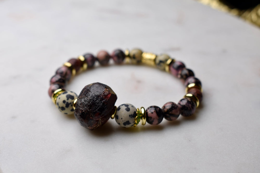 Rhodonite & Garnet Bracelet of Soft Strength - The Village Retail