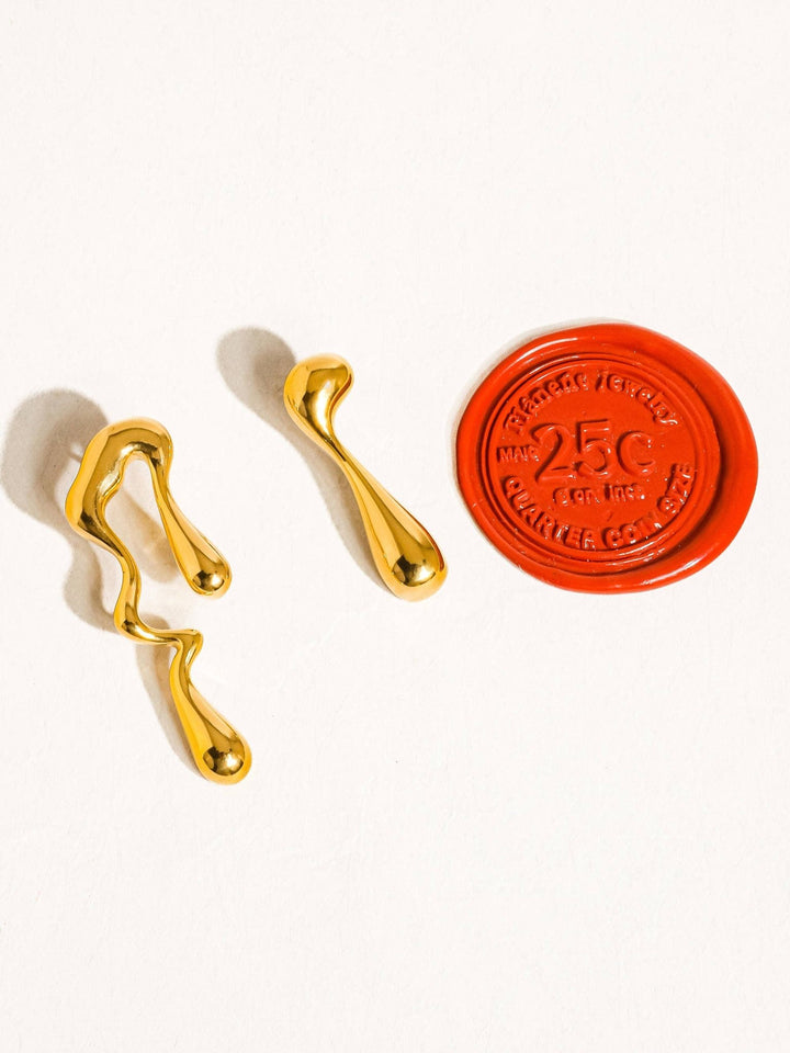 Roma 18K Gold Non - Tarnish Mismatch Melted Earring - The Village Retail