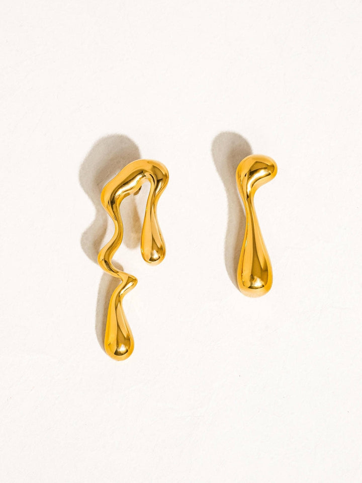 Roma 18K Gold Non - Tarnish Mismatch Melted Earring - The Village Retail