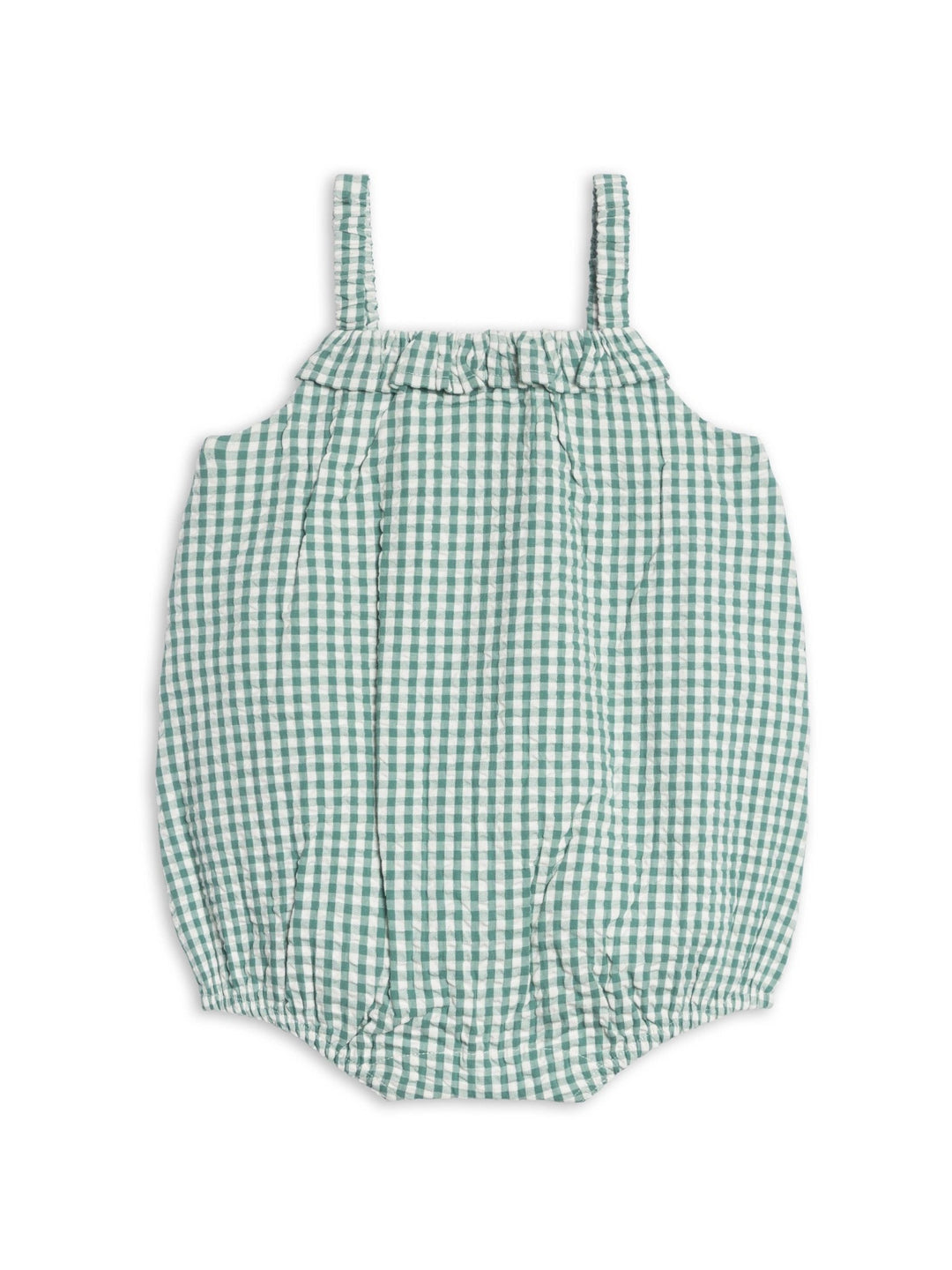 Rosalie Gingham Seersucker Ruffle Bubble Romper - The Village Retail