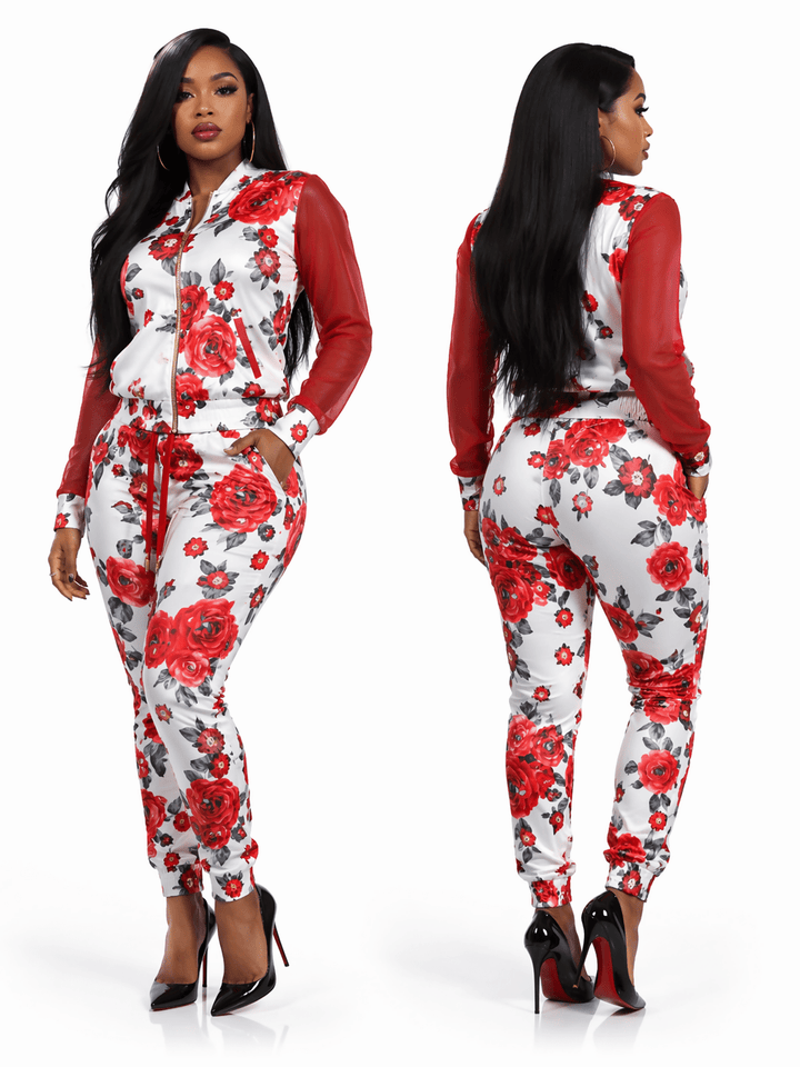 Rose Mesh Jogger Set - The Village Retail