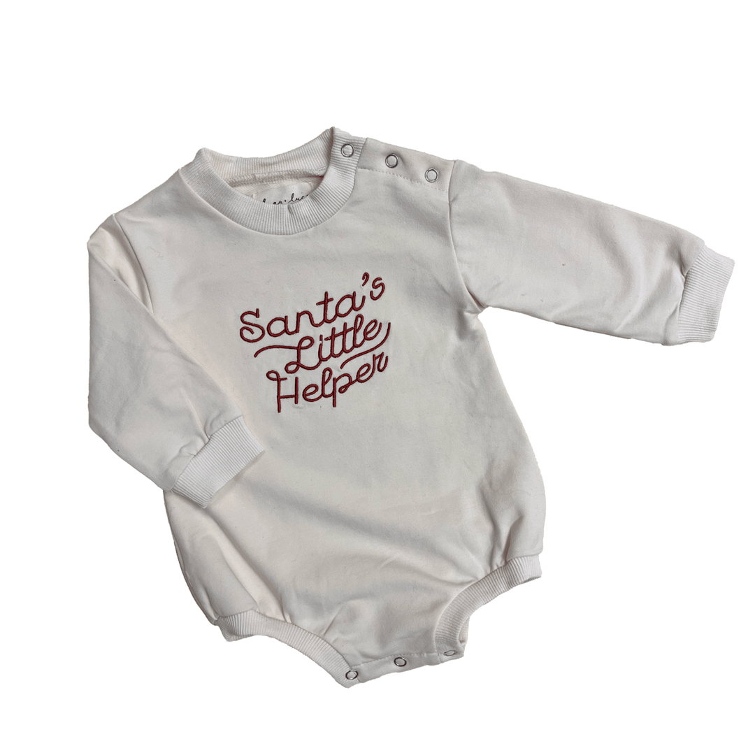 “Santa’s Little Helper” Organic Cotton Bubble Romper - The Village Retail