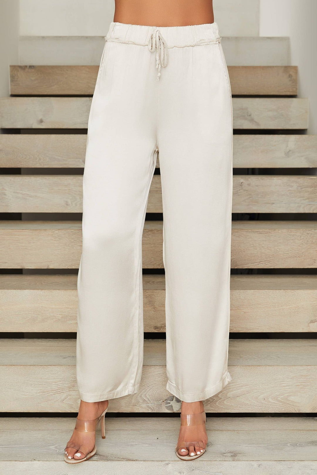 Silky Rayon Wide Leg Pants - The Village Retail