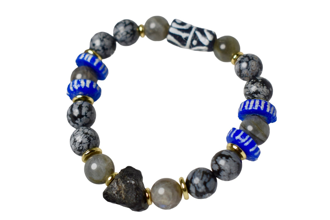Snowflake Obsidian & Black Tourmaline Bracelet of Inner Stab - The Village Retail