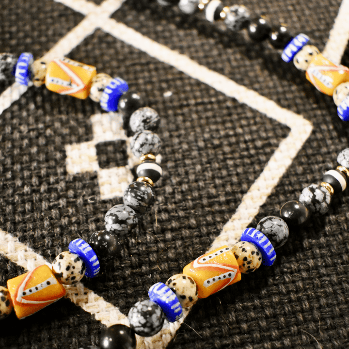 Snowflake Obsidian Gye Nyame Necklace of Grounded Faith - The Village Retail