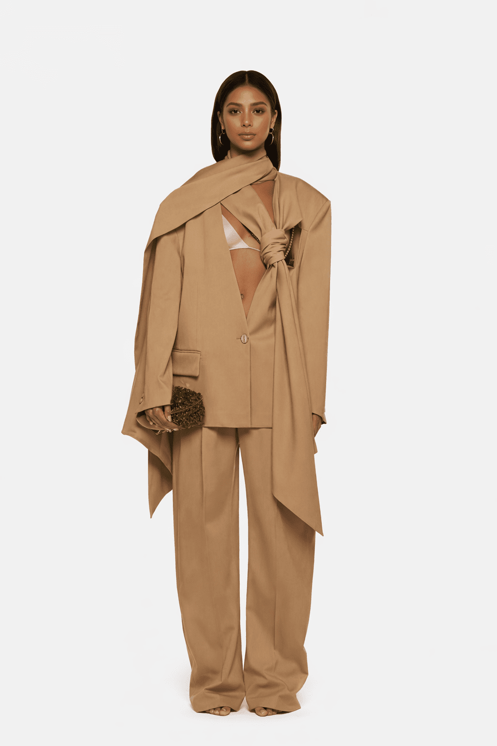 Spring Scarf - Cutout Blazer and High Waist Set - The Village Retail