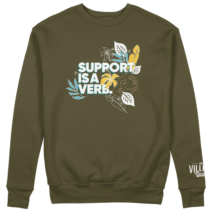 Support Is A Verb Floral Crewneck Embroidered (Face) - The Village Retail