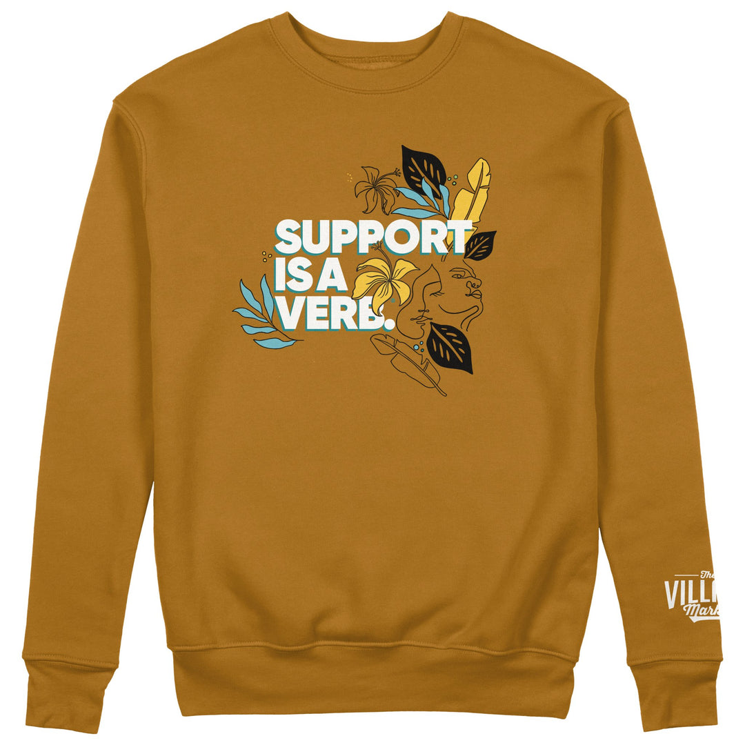 Support Is A Verb Floral Crewneck Embroidered (Face) - The Village Retail