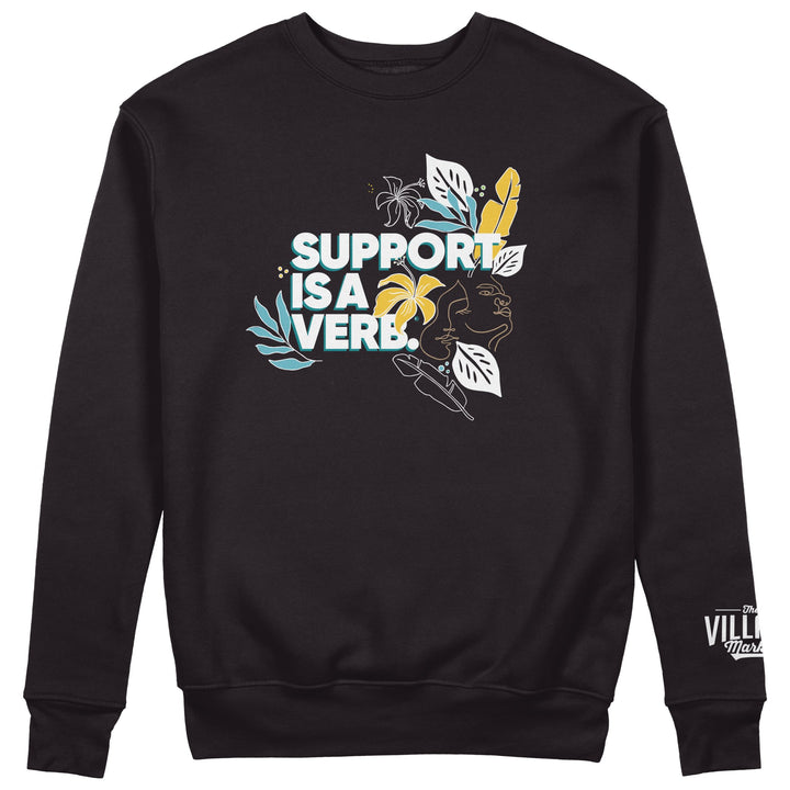 Support Is A Verb Floral Crewneck Embroidered (Face) - The Village Retail