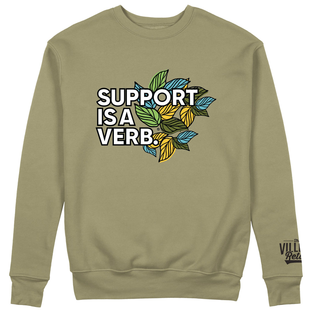 Support Is A Verb Floral Crewneck Embroidered (Leaves) - The Village Retail