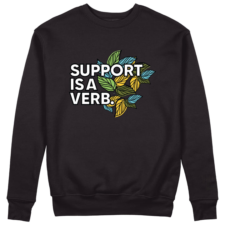 Support Is A Verb Floral Crewneck Embroidered (Leaves) - The Village Retail