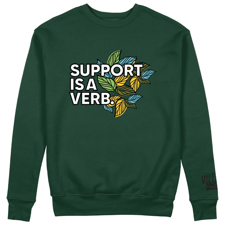 Support Is A Verb Floral Crewneck Embroidered (Leaves) - The Village Retail