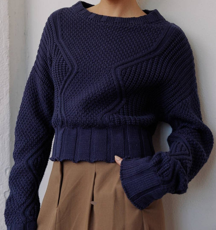 The Sadie Sweater | Textured Cropped Sweater - The Village Retail