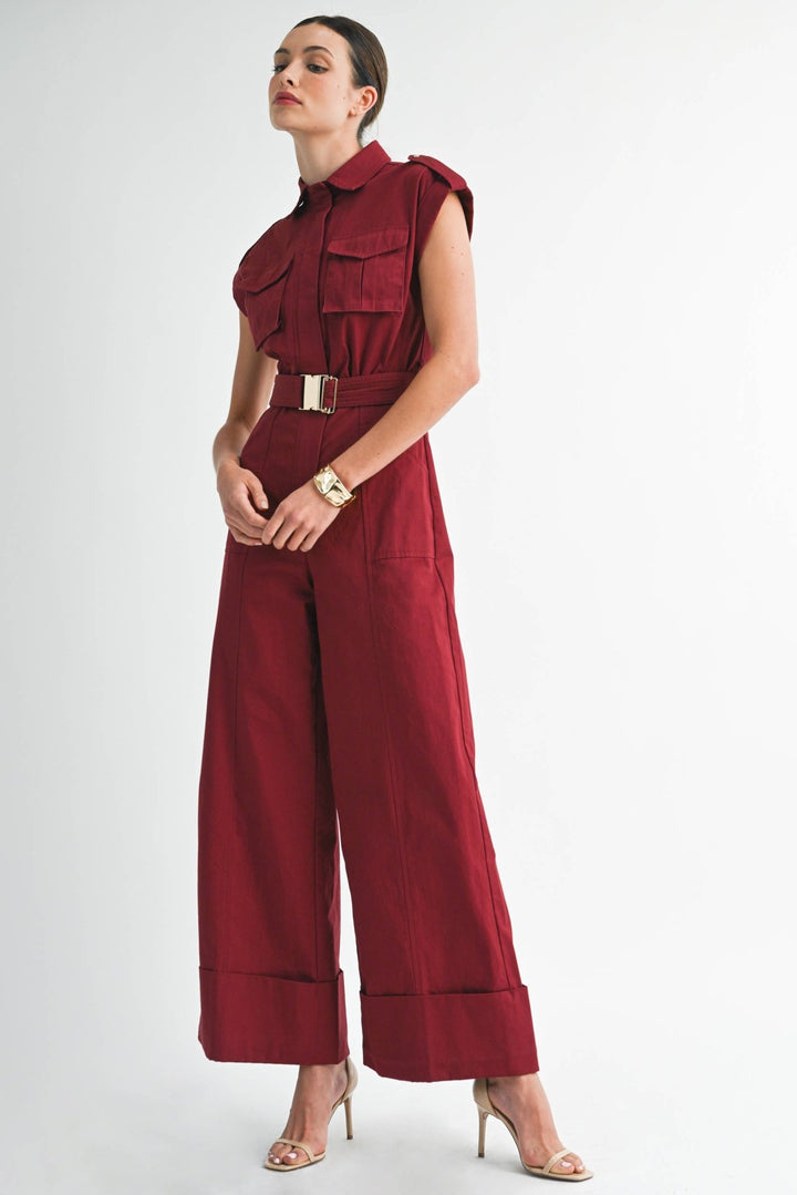 Utility Belted Wide - Leg Jumpsuit - The Village Retail