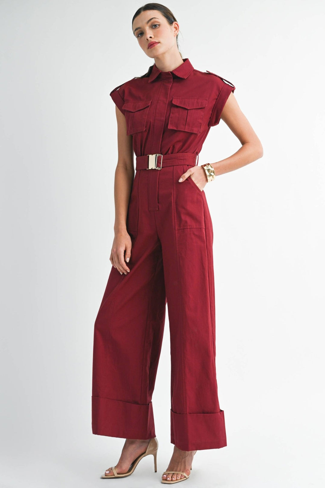 Utility Belted Wide - Leg Jumpsuit - The Village Retail