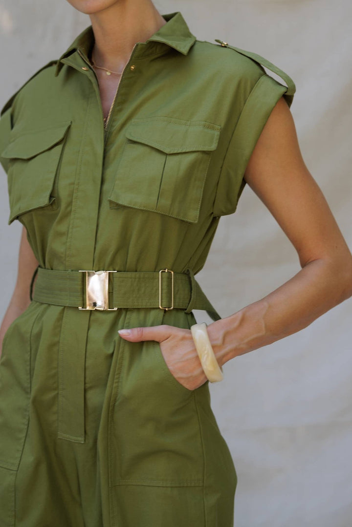 Utility Belted Wide - Leg Jumpsuit - The Village Retail