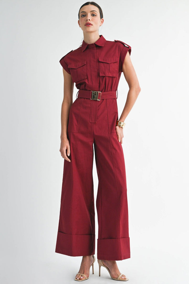 Utility Belted Wide - Leg Jumpsuit - The Village Retail