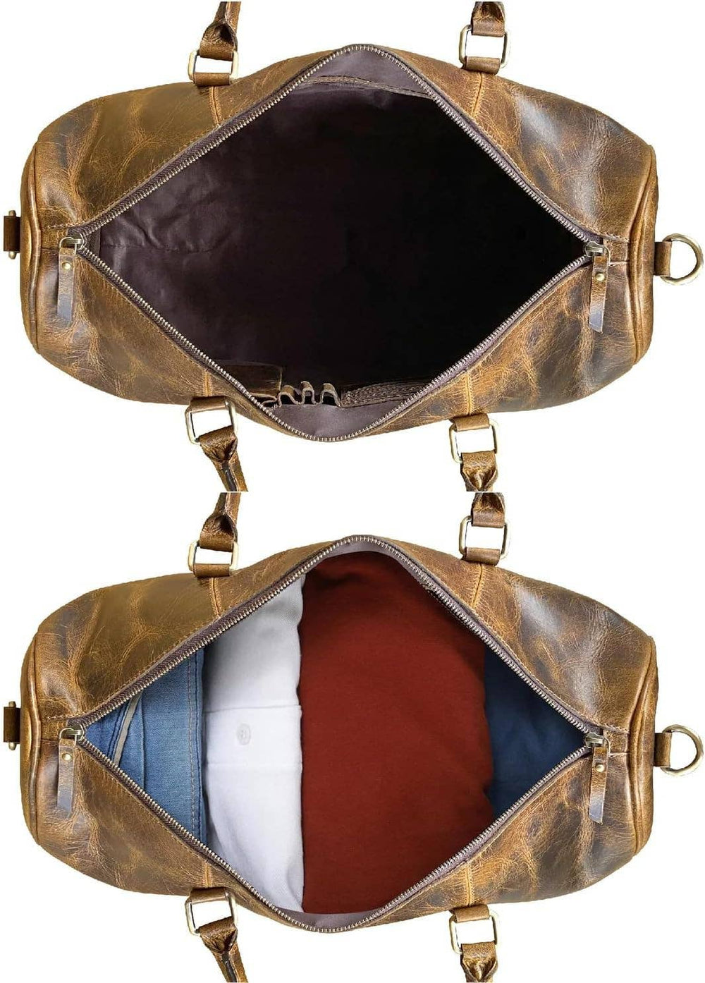 Vintage Leather Duffel Bag 20” Unisex Travel Luggage Bag - The Village Retail