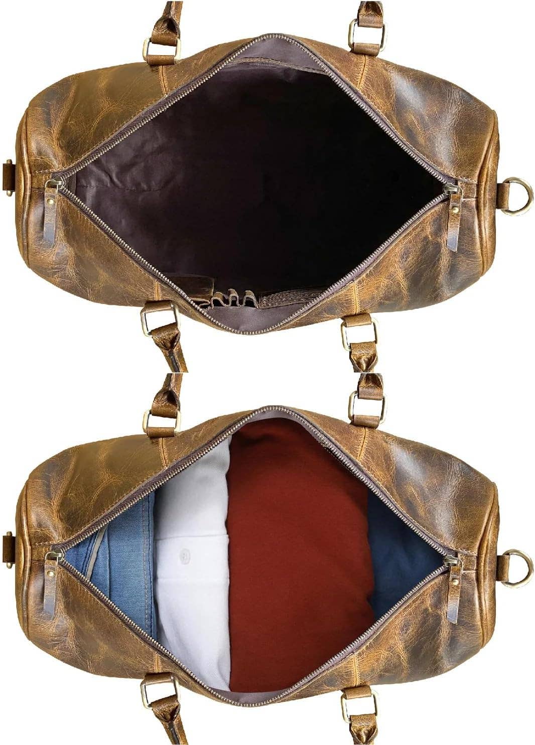 Vintage Leather Duffel Bag 20” Unisex Travel Luggage Bag - The Village Retail