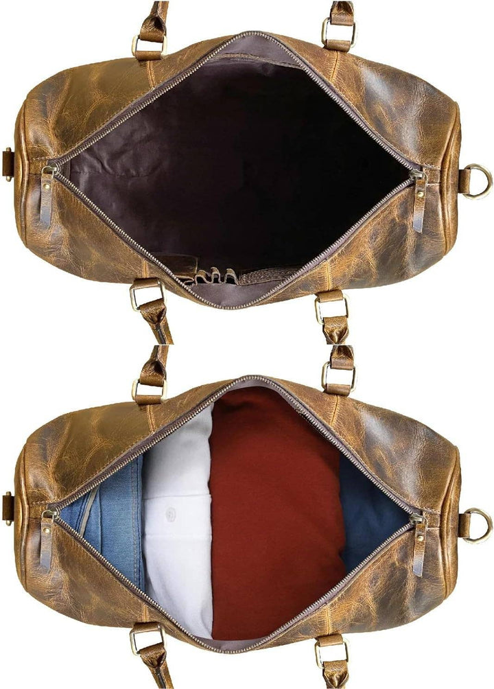 Vintage Leather Duffel Bag 20” Unisex Travel Luggage Bag - The Village Retail