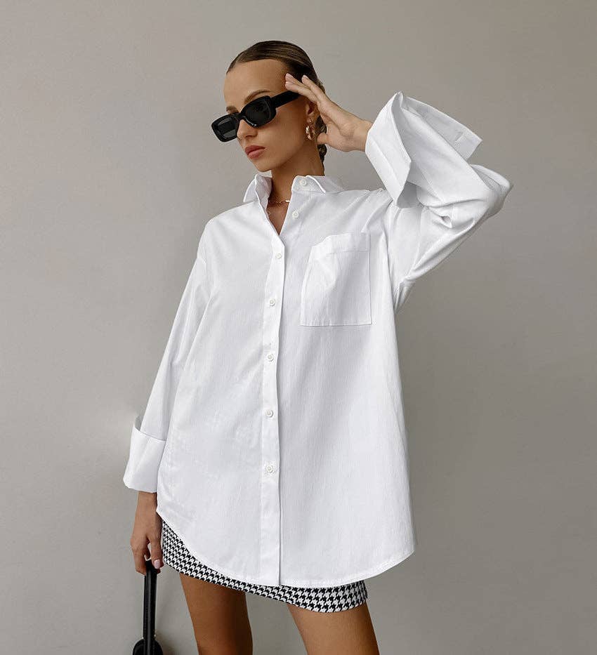 White Lapel Collar Button Down Fit Daily - The Village Retail