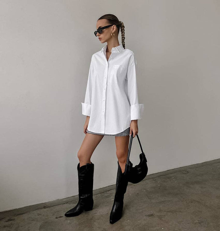 White Lapel Collar Button Down Fit Daily - The Village Retail
