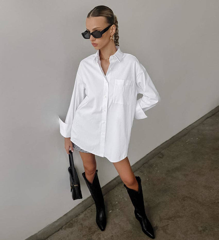 White Lapel Collar Button Down Fit Daily - The Village Retail