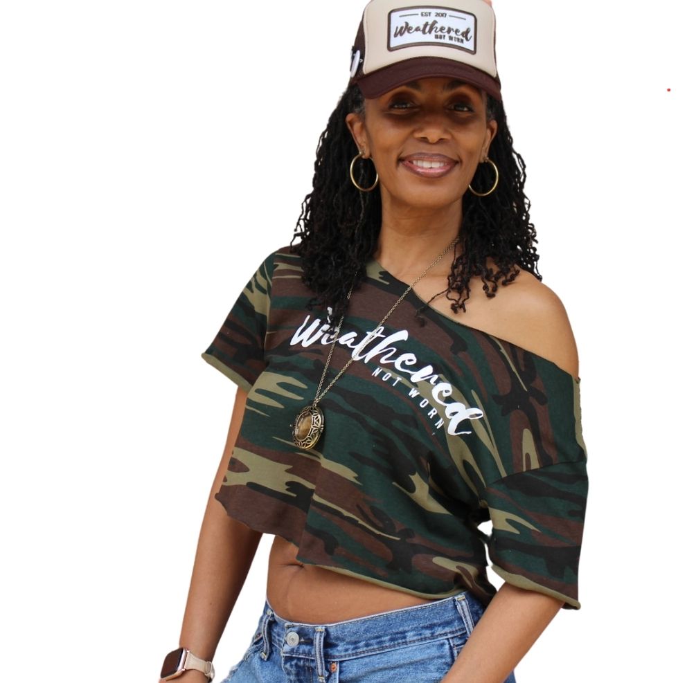 WNW Camo Tee (Off-Shoulder Cropped) - The Village Retail