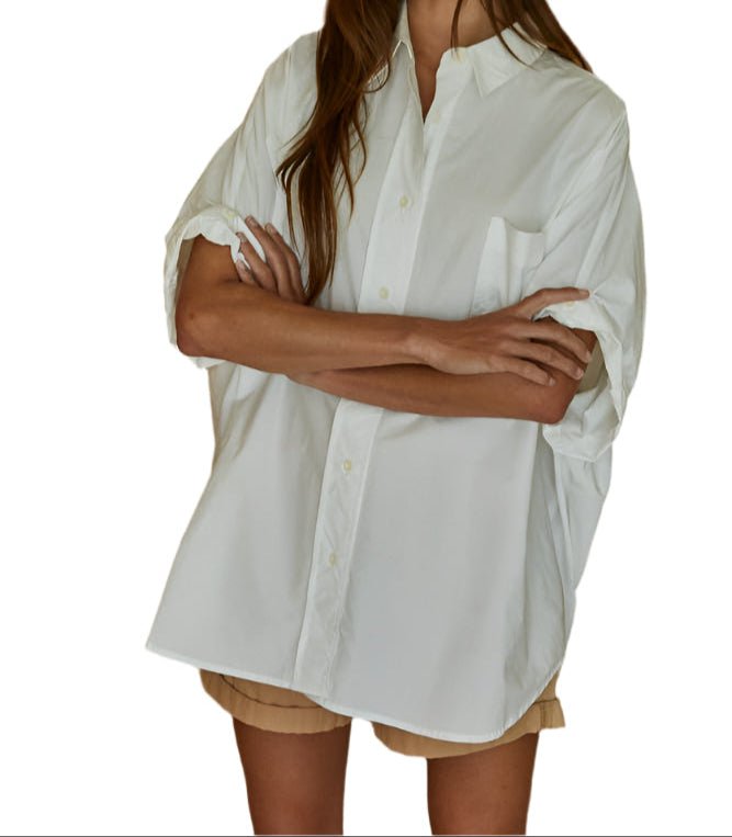 Woven 100% Cotton Oversized Cuff Hem Shirt - The Village Retail