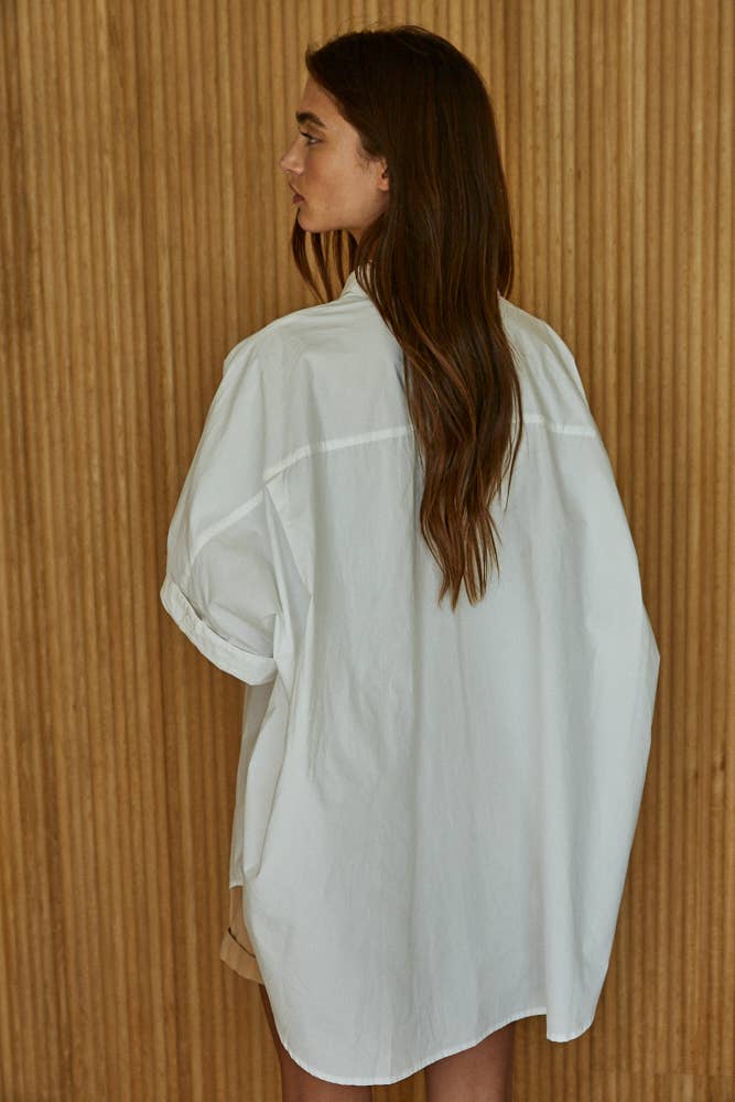 Woven 100% Cotton Oversized Cuff Hem Shirt - The Village Retail