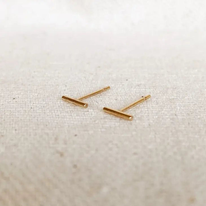 14K Gold Filled Petite Bar Stud Earrings - The Village Retail