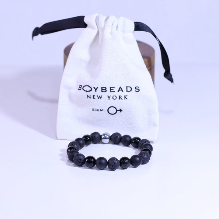 Abel Mens 10mm Black Onyx + Obsidian +Lava Beaded Bracelet - The Village Retail