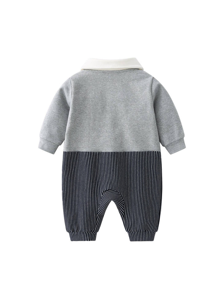 Baby Boy Striped Contrast Design Bow Tie Romper - The Village Retail