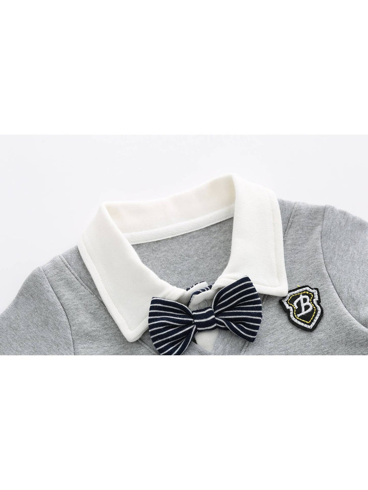 Baby Boy Striped Contrast Design Bow Tie Romper - The Village Retail