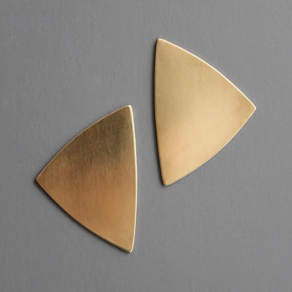 Geometric Triangle Brass Earrings - The Village Retail