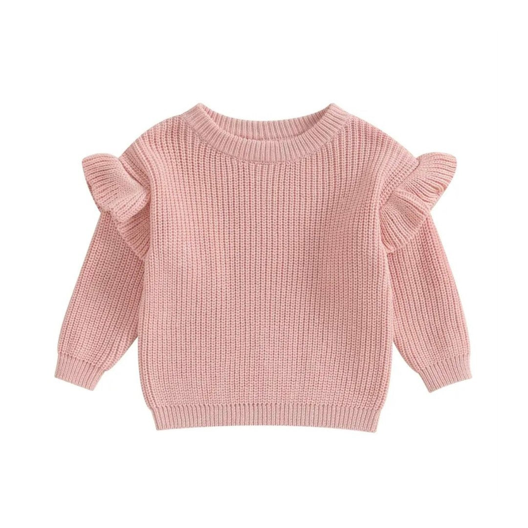 Girls' Flutter Sleeve Knit Sweater - Pink - The Village Retail
