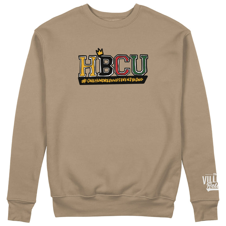 HBCU "107 Strong" Embroidered Crewneck - Nude - Front