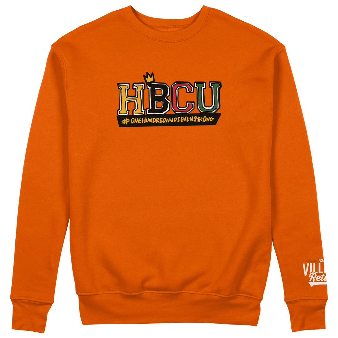HBCU "107 Strong" Embroidered Crewneck - Burnt Orange - Front