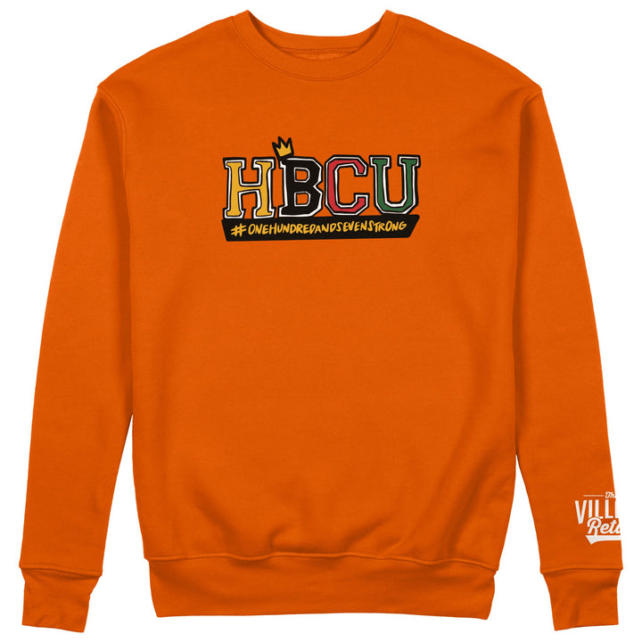 HBCU "107 Strong" Embroidered Crewneck - Burnt Orange - Front