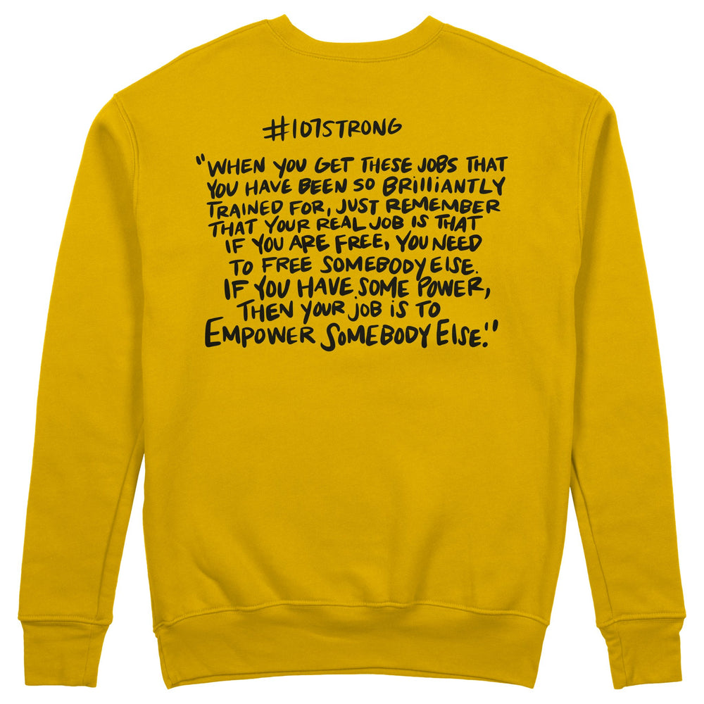 HBCU "107 Strong" Embroidered Crewneck - Gold - Back