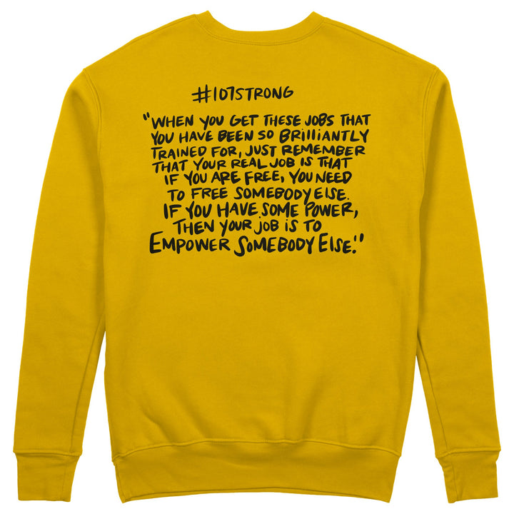 HBCU "107 Strong" Embroidered Crewneck - Gold - Back